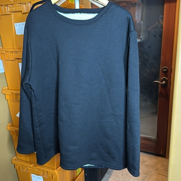Crewneck Sherpa Lined Sweatshirt Basic Winter Fleece Thick Pullover Top Size 2XL - Picture 2 of 5